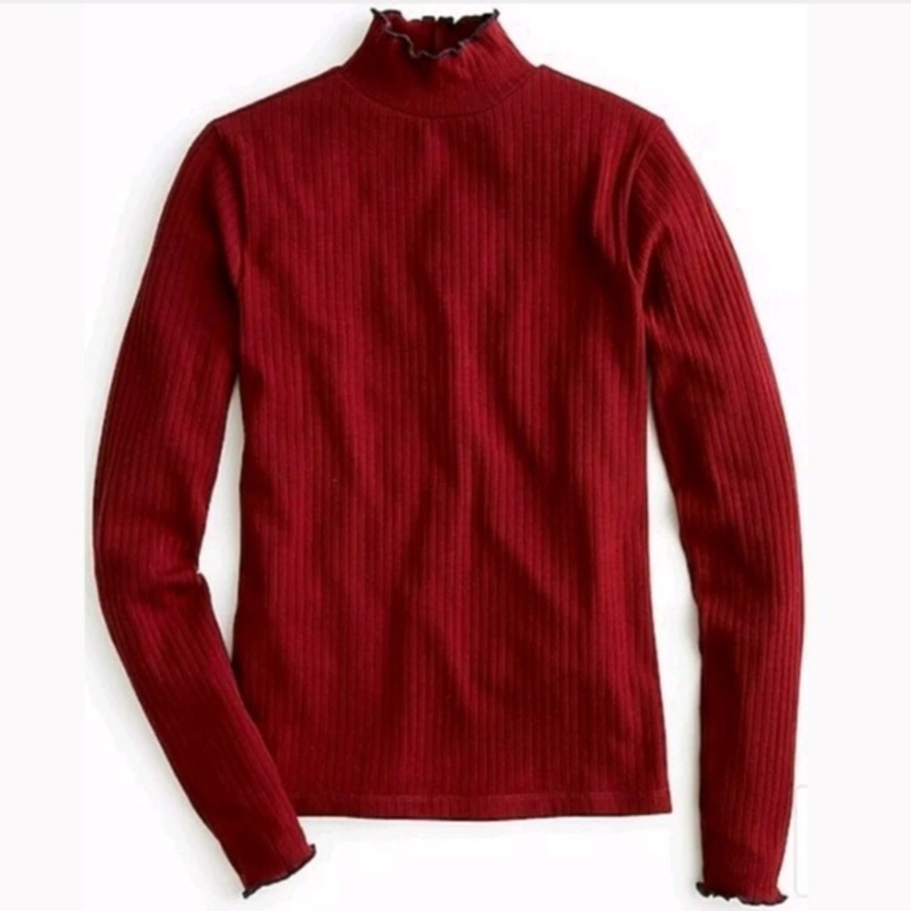 J.CREW Burgundi Ribbed Mocneck Sweater Top
